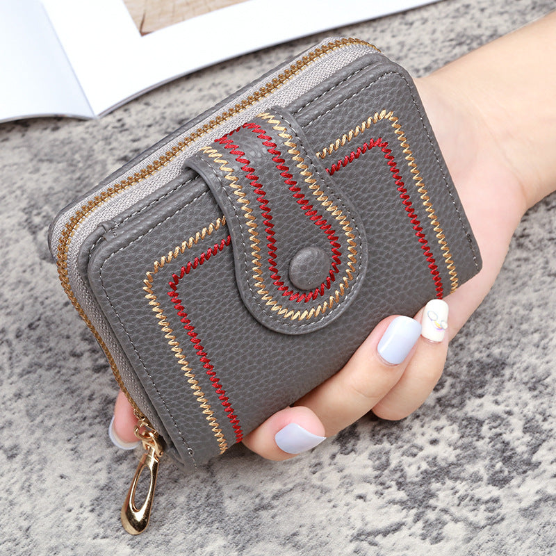 Women's Korean Style Short Zipper Hasp Litchi Pattern Ladies Wallets