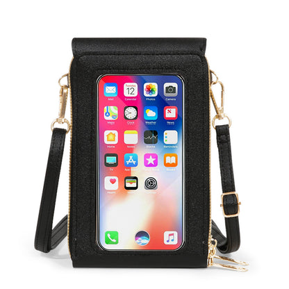 Women's Leather Touch Screen Mobile Retro Solid Phone Bags