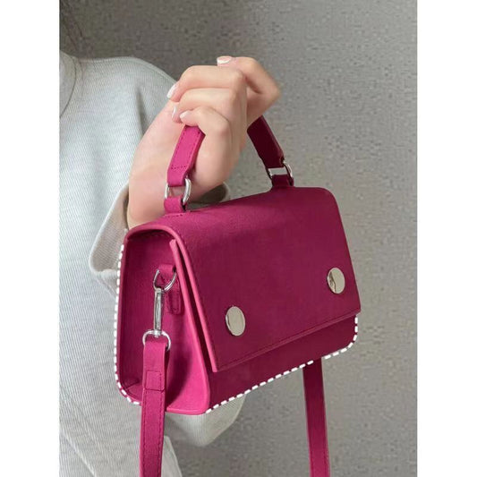 Women's Rose Red Pink Small Square Summer Crossbody Bags