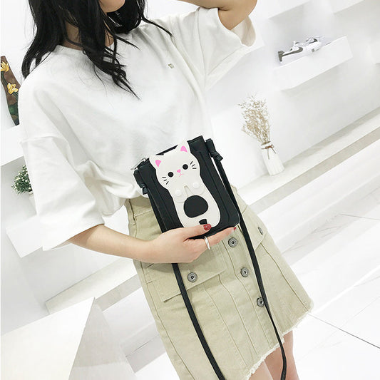 Women's Fashion Korean Simple Cat Long Mini Phone Bags