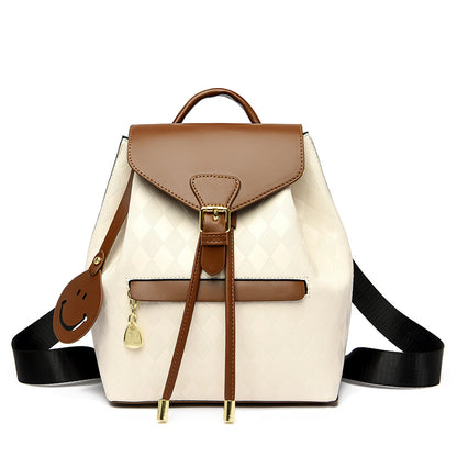 Women's Retro Contrast Color Soft Leather Fashion Backpacks