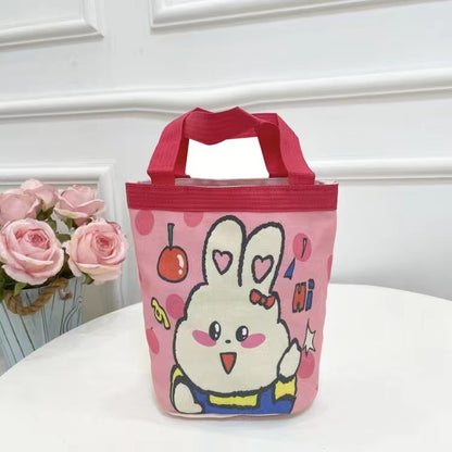 Children's Fun Illustration Portable Round Barrel Mummy Storage Lunch Handbags