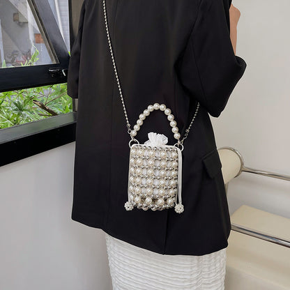 Women's Pearl Bucket Spring Korean Beaded Portable Shoulder Bags