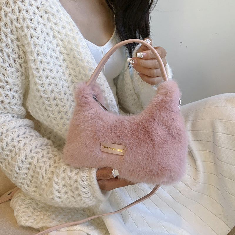 Plush Faux Mink Fur Korean Fashion Crossbody Bags