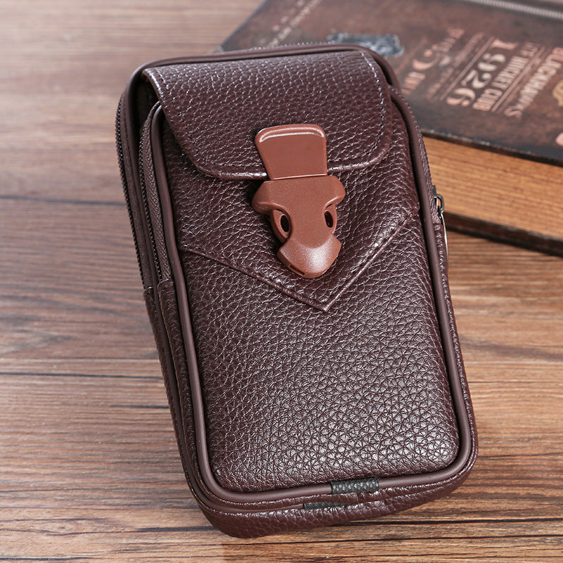 Men's Leather Fashion Cell Pannier Mobile Phone Bags