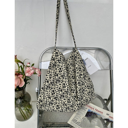 Leopard Print Floral Canvas Female White Shoulder Bags