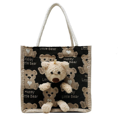 Women's Bear Trendy Cute Fashion Tide Cloth Handbags