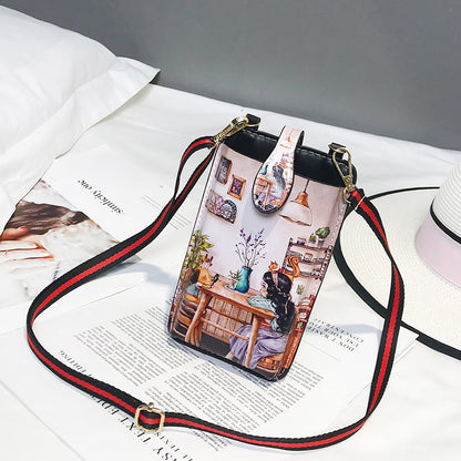 Women's Style Printed Cartoon Mobile Vertical Phone Bags