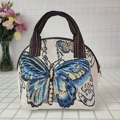 Canvas Embroidered Shell Shape Small Mobile Change Grocery Handbags