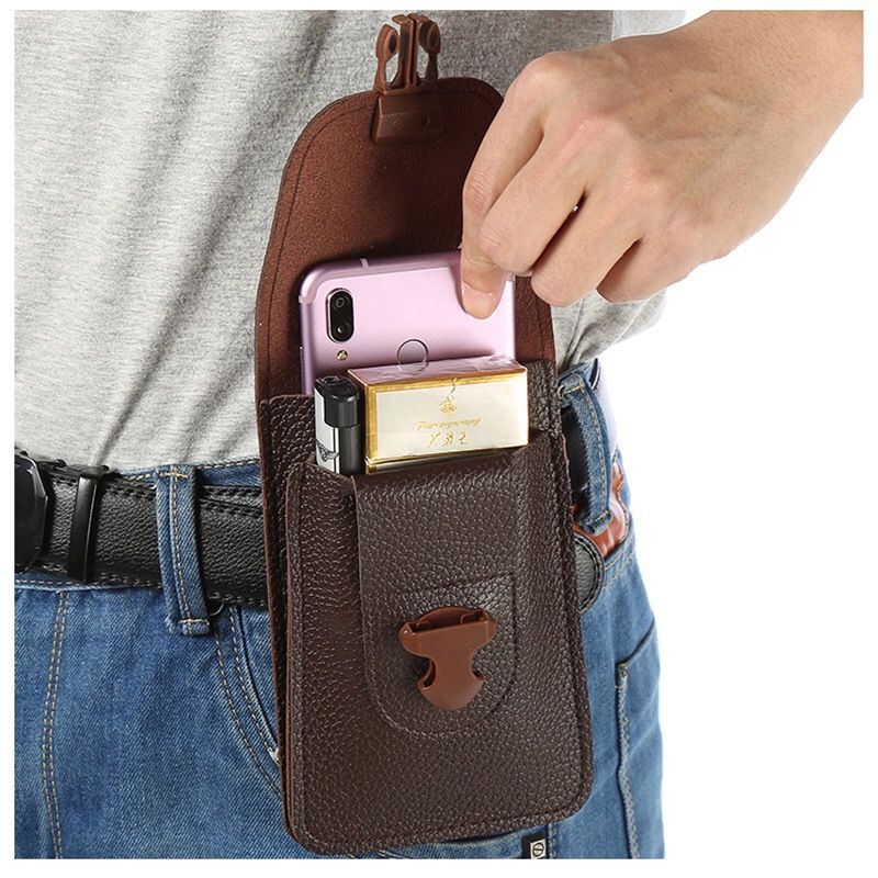 Men's Imitation Leather Cell Through Mounted Construction Phone Bags