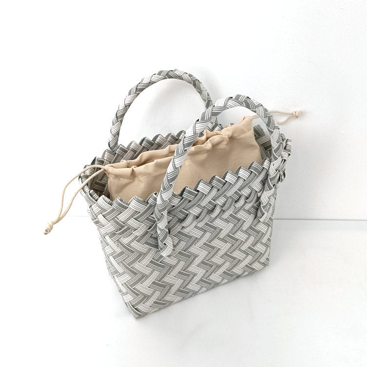 Women's Woven Color Matching Plastic Hand Gift Handbags