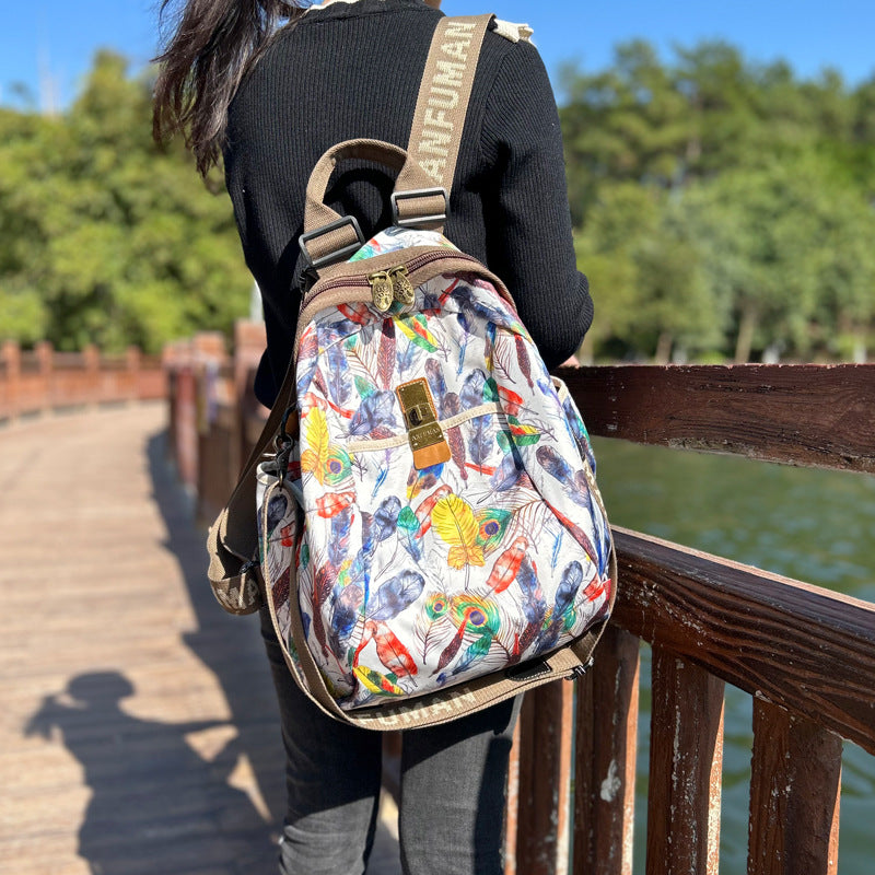 Capacity Ethnic Style Trendy Printed Fashionable Backpacks