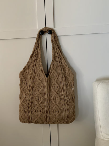 Women's Retro Knitted Handmade Wool Woven Tote Shoulder Bags