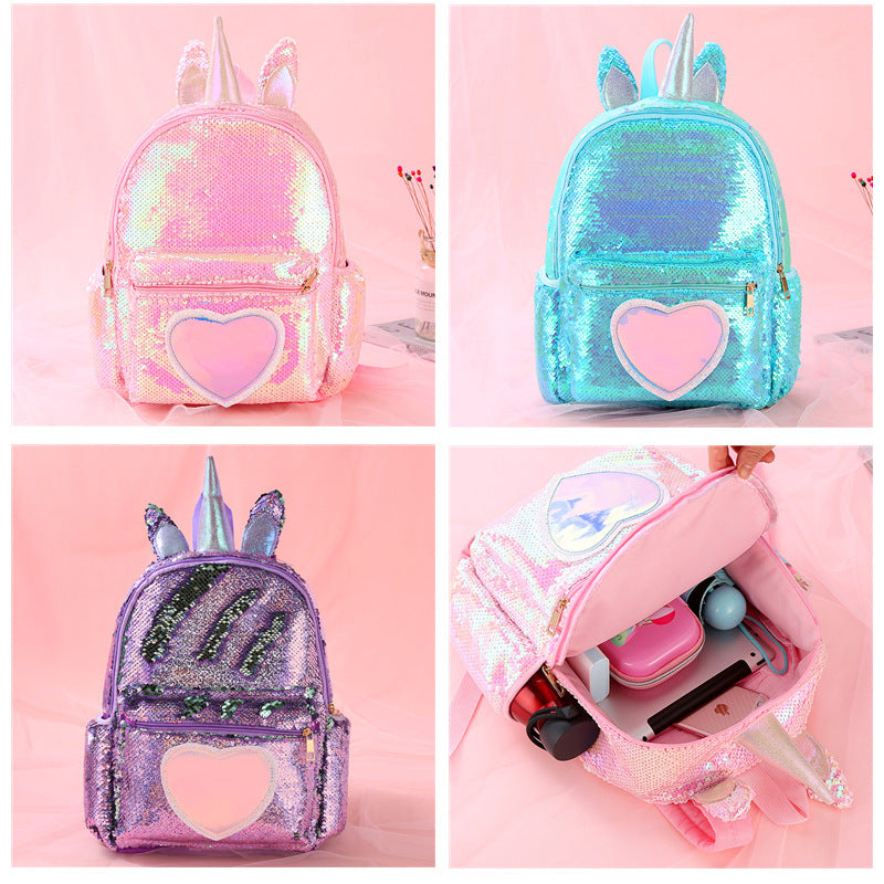 Sacs d'école à paillettes pour filles et filles, motif licorne, mignons, pour écolières du primaire