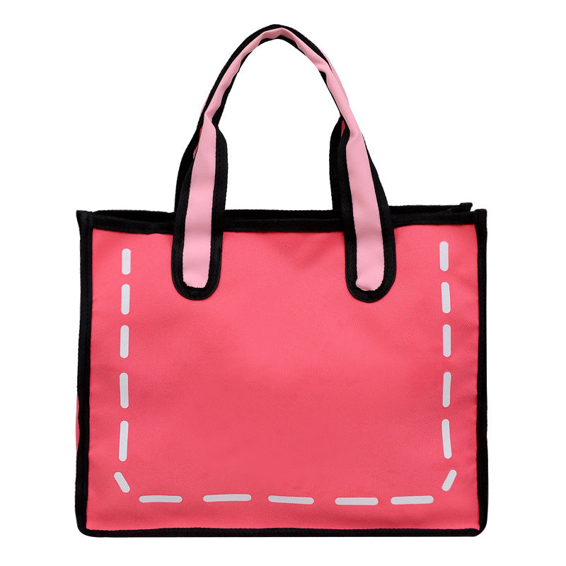 Women's Large Capacity Canvas Two-dimensional Cartoon Tote Handbags