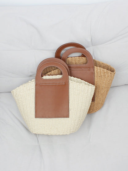 Women's Large Capacity Straw Woven Fashion Tote Handbags