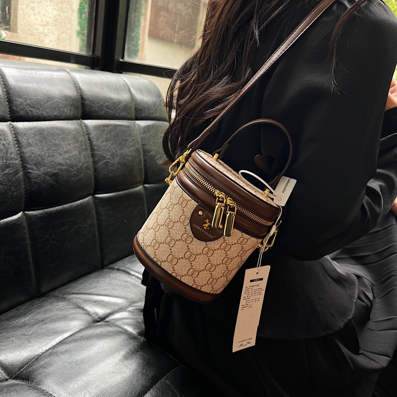 Women's Cylinder High-grade Portable Fashion Retro Good-looking Bags