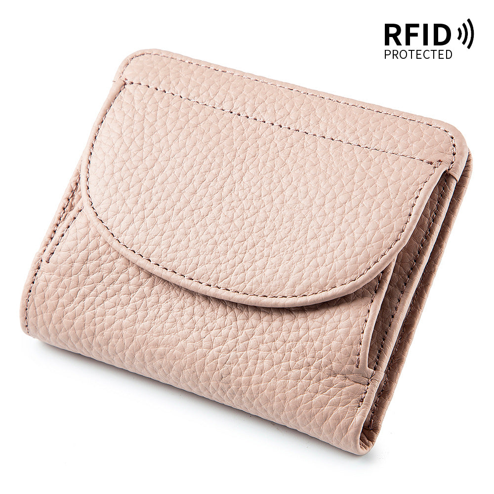 Women's Mini And Simple Style Folding Genuine Ladies Wallets