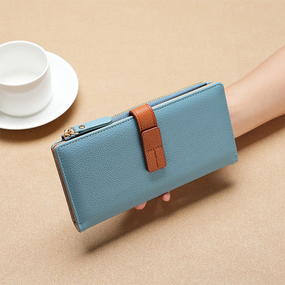 Women's Long Clutch Contrast Color Fashion Zipper Ladies Wallets