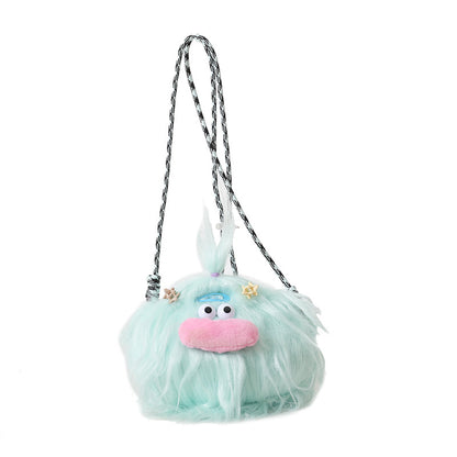 Cute Long Hair Monster Creative Braid Crossbody Bags