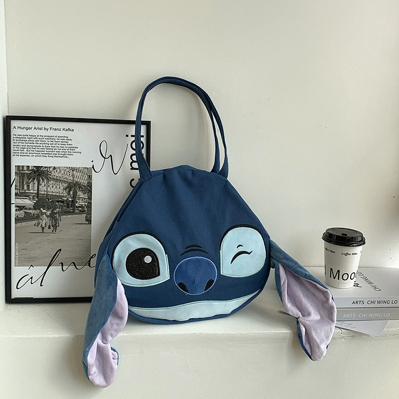 Canvas Strawberry Bear Stitch Cute Cartoon Doll Shoulder Bags