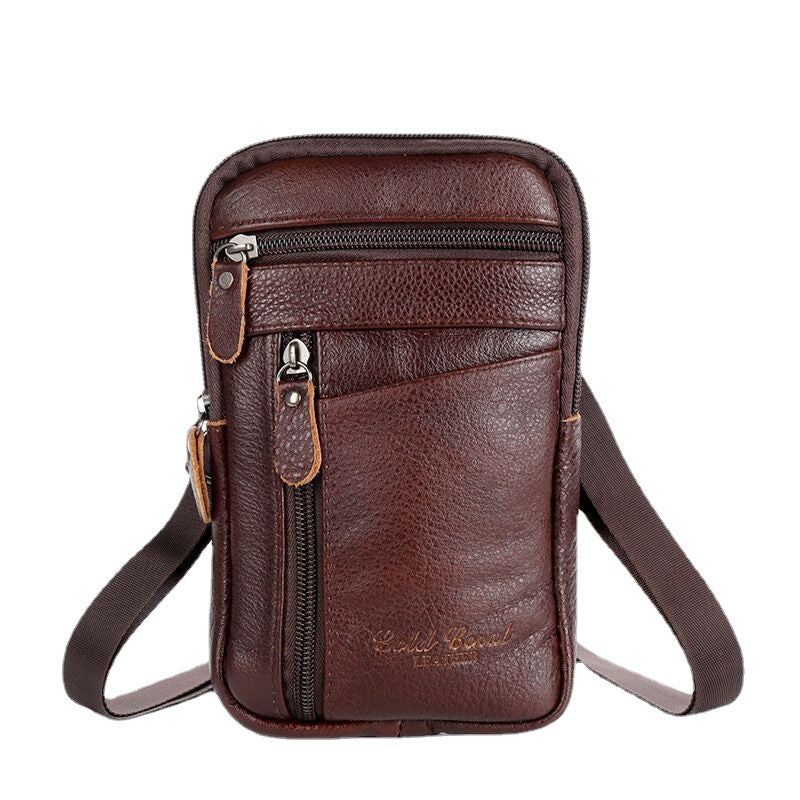 Men's Thin Leather Cowhide Retro Mobile Men's Waist Packs