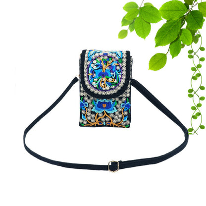 Ethnic Style Embroidered Flip Canvas Mobile Phone Bags