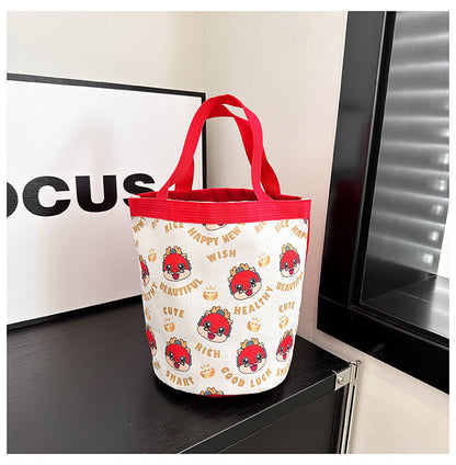 Large Capacity Cartoon Canvas Family Lunch Box Handbags