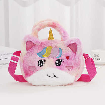 Sacs à bandoulière pour enfants en peluche avec motif de princesse et licorne mignonne