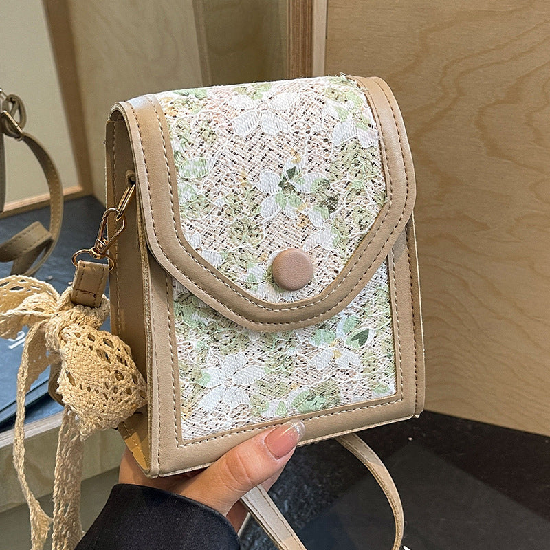 Women's Popular Straw Woven Summer Fresh Lace Shoulder Bags