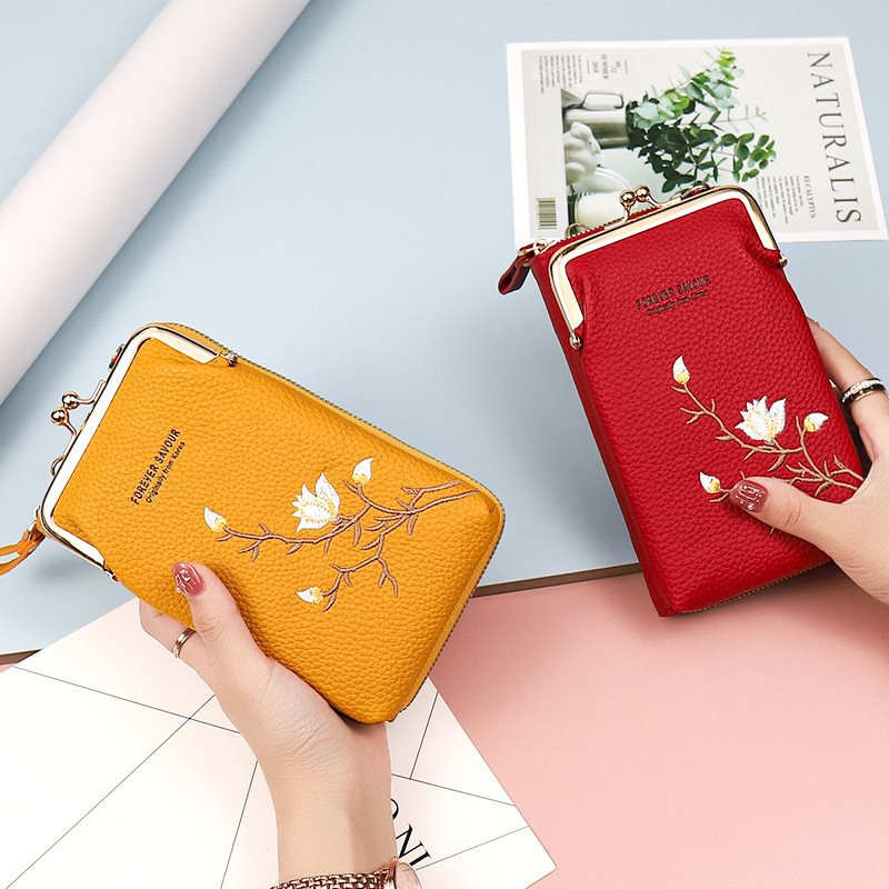 Petits sacs pour téléphone portable avec broderie florale intégrée pour femmes