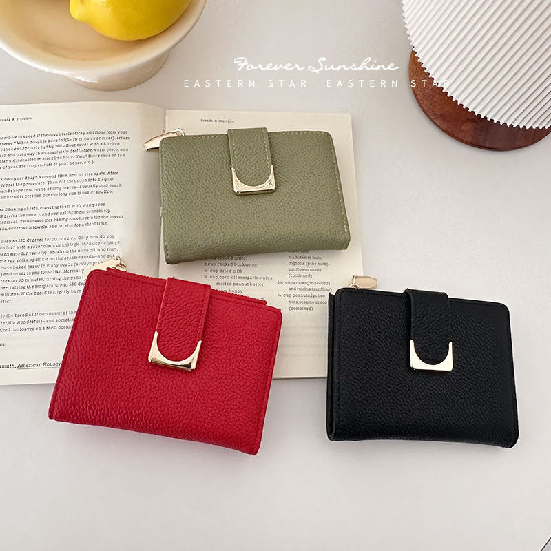 Women's Lychee Pattern Leather Short Zipper Ladies Wallets