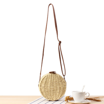 Women's Round One Woven Beach Mori Style Crossbody Bags