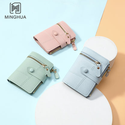 Women's Button Solid Color Thin Short Purses