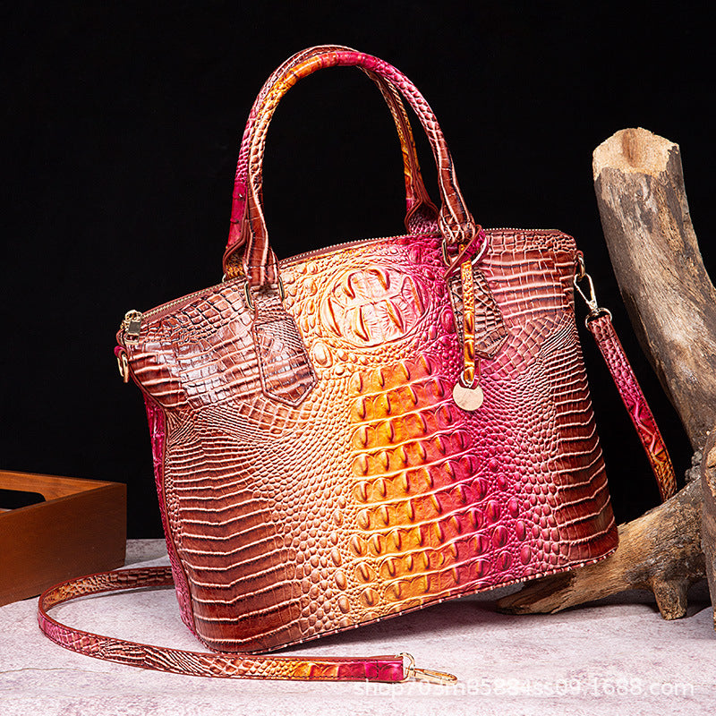 Women's For Retro Crocodile Pattern Brahmin Portable Handbags