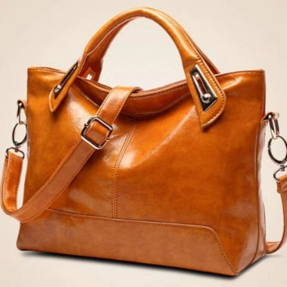 Women's Fashion Portable Oil Leather Tote Big Handbags