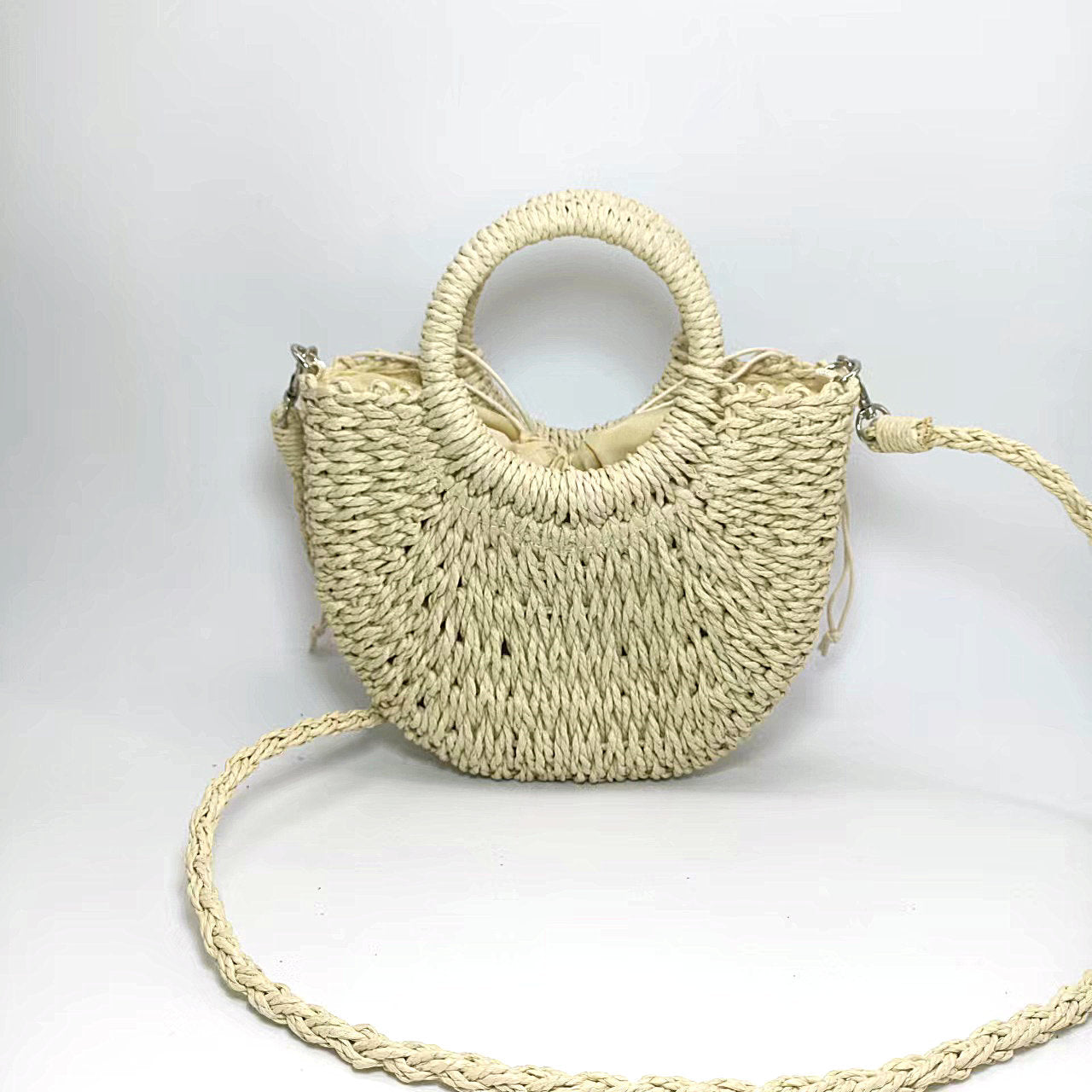 Sacs à main en cuir tissé paille fraîche et douce pour femme