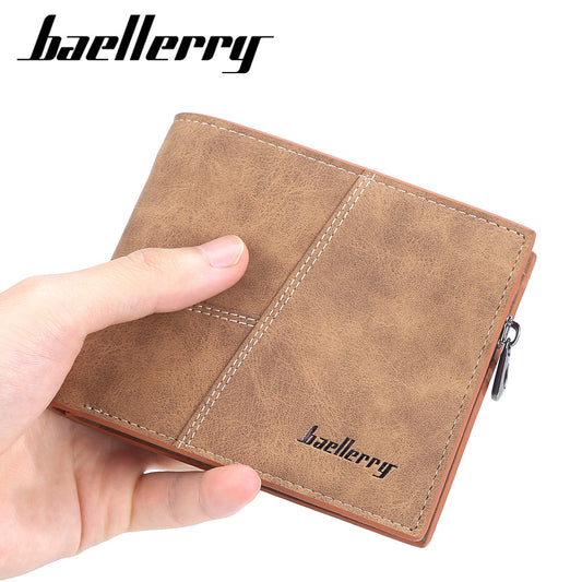 Men's Frosted Short Fashion Zipper Vertical Money Men's Wallets