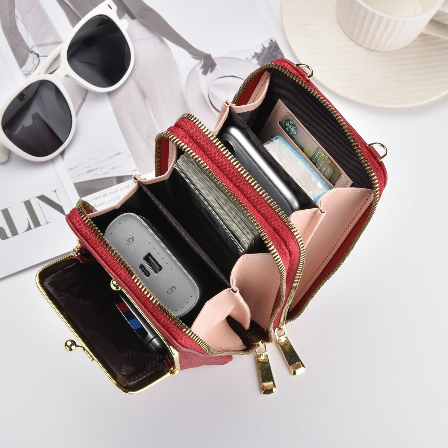 Female Simple Korean Style Double Zipper Ladies Wallets