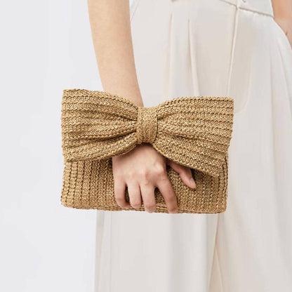 Sacs à main en paille pour femmes, nouvelle pochette à nœud