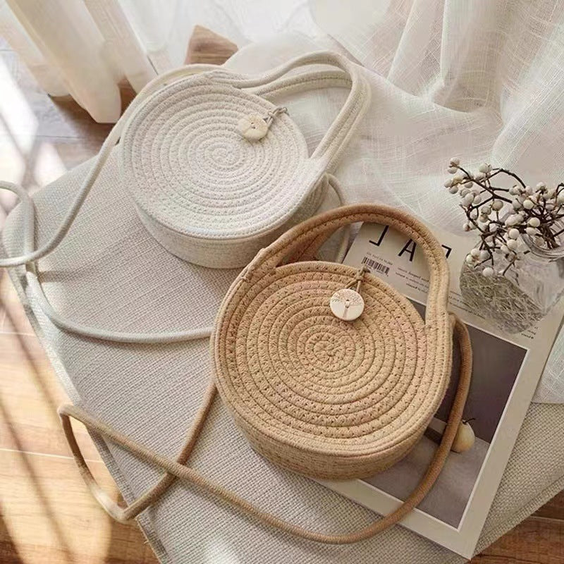 Women's Round One Beach Woven Cotton String Bags