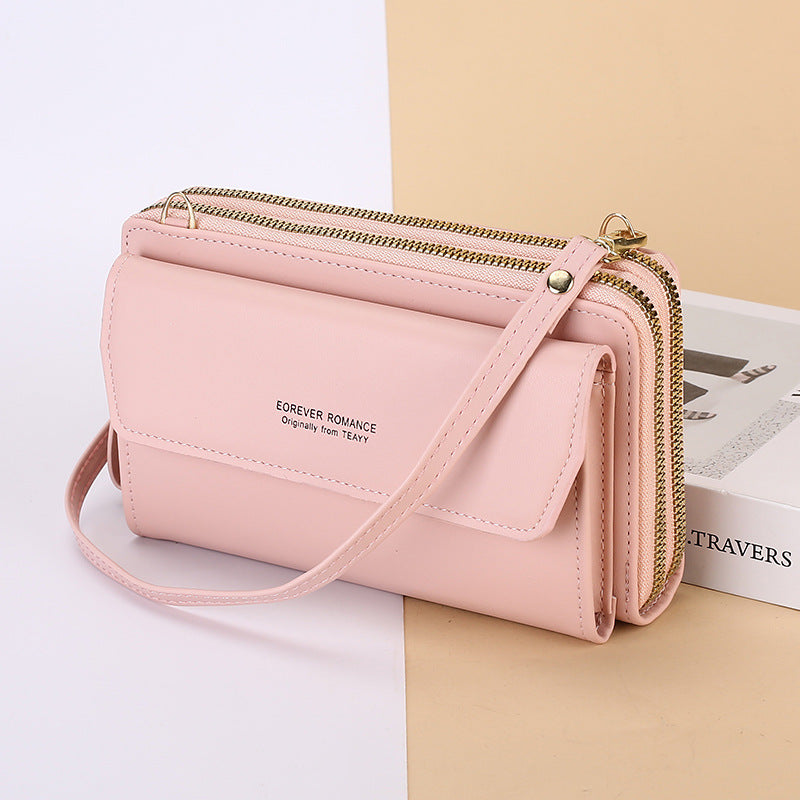 Women's Cell Fashion Long Double Zipper Korean Phone Bags