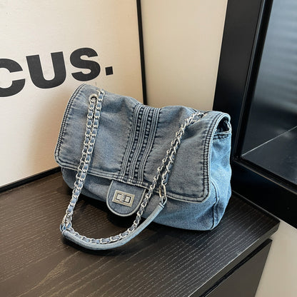 Women's Denim Fashion Large Capacity Chain High-grade Shoulder Bags