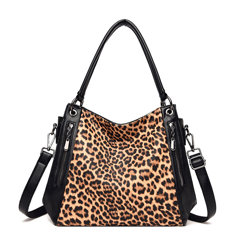 Women's Fashion Leopard Print Zebra Leather Soft Handbags