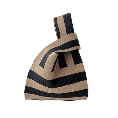 Black White Striped Minimalist Knitted Large Handbags