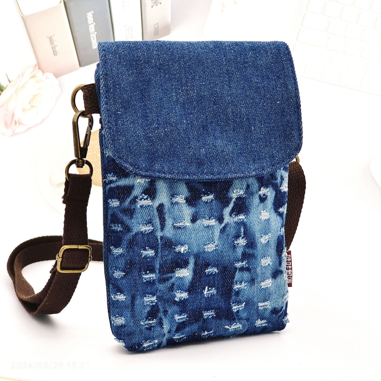 Women's & Men's & Trendy Ripped Model Denim Large Phone Bags