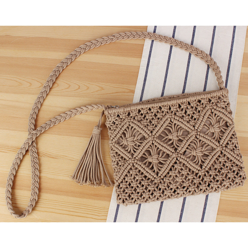 Simple Tassel Hand-held Straw Retro Woven Handbags