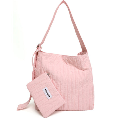 Women's Summer Pleated Underarm Korean Style Canvas Large Crossbody Bags