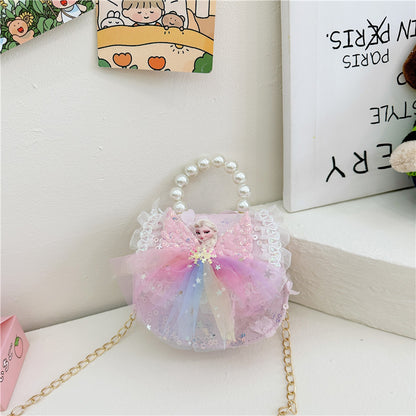 Children's Princess Elsa Cute Fashion Doll Bow Children's Shoulder Bags