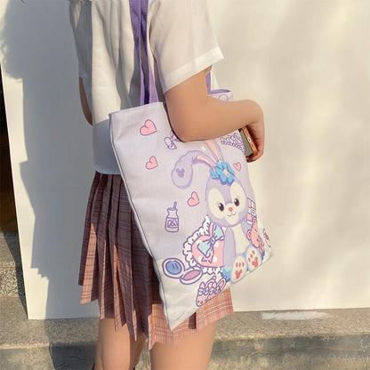 Sacs à bandoulière mignons de maquillage imprimés de dessin animé de lapin violet